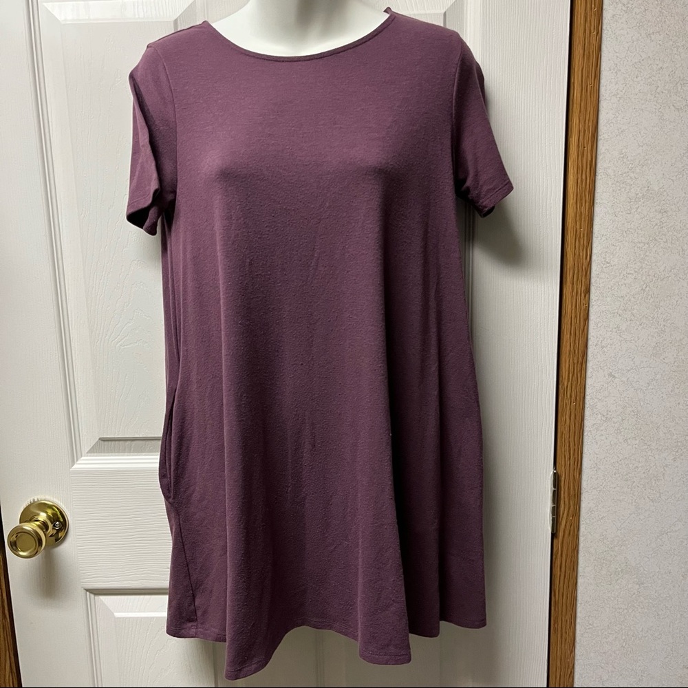 Zenana premium size small purple tunic dress with pockets